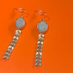 Fashion jewelry teardrop stainless steel turquoise earrings